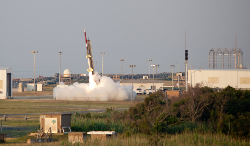 Sounding rocket launch at Rock-On program at Wallops Flight Facility in Virginia