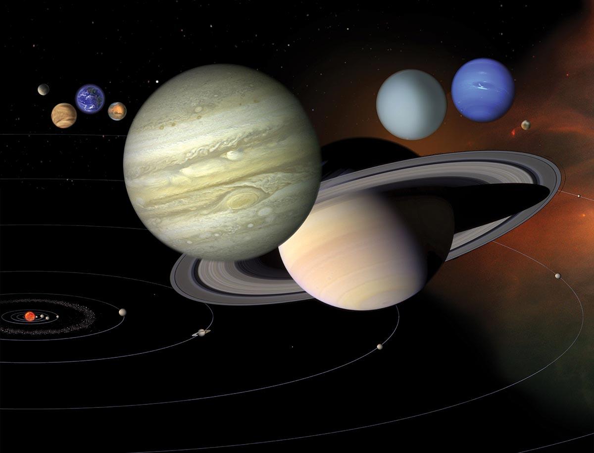 Planets of the solar system to scale by size, but not by distance!