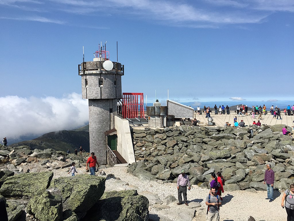 Mount Washington Observatory summit with visitors