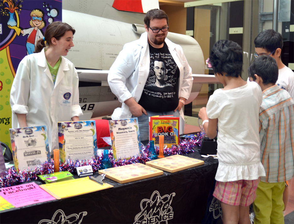 Students learn science concepts from the Mad Science team, at MSDC