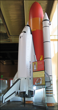 Model space shuttle exhibit at the MSDC